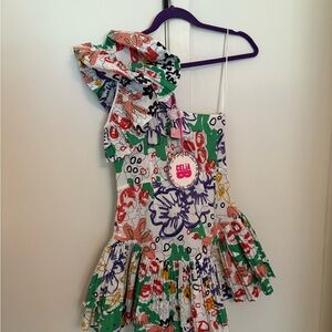 Floral one shoulder mini dress Celia B new with tag!